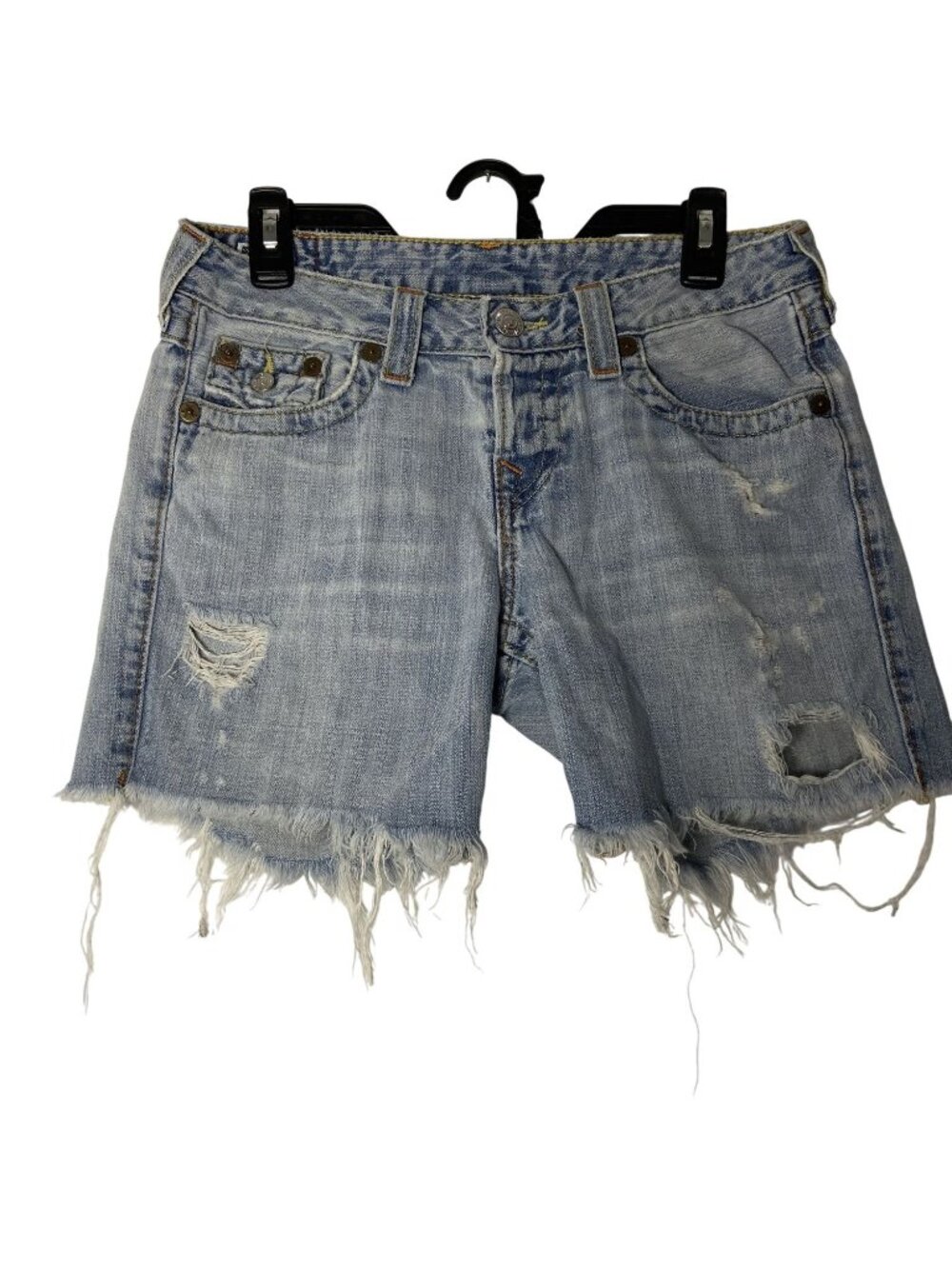 True Religion Jayde Women's  Size 26 Distressed Denim Shorts Frayed Hem